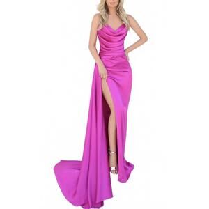 NEW TARIK EDIZ strapless gown with slit in fuchsia